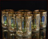 Цветной Хрусталь с Золотом Классик Зеленые набор стаканов 350мл низкие