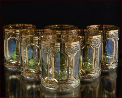 Хрусталь с Золотом Классик Зеленые набор стаканов 350мл низкие 6 штук Хрусталь с Золотом Классик Зеленые набор стаканов 350мл низкие