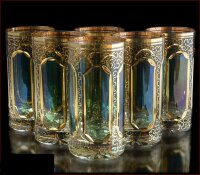 Цветной Хрусталь с Золотом Классик Зеленые набор стаканов 350мл