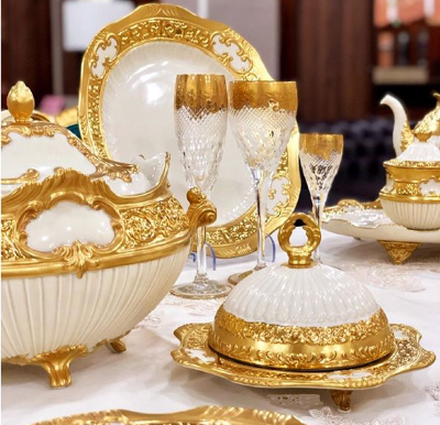 Каттин (Cattin) Золотой сервиз чайно - обеденный на 6 персон Cattin Porcellane Gold столовый сервиз на 6 персон 30 предметов