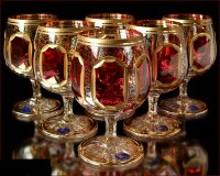 Цветной Хрусталь с Золотом Классик Рубин набор бокалов 350мл 6 штук 