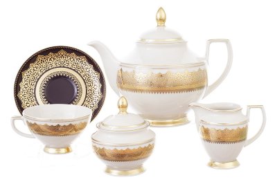 Агадир Браун Голд - чайный сервиз 6 персон Falken Porselan Agadir Brown Gold чайный сервиз на 6 персон 15 предметов