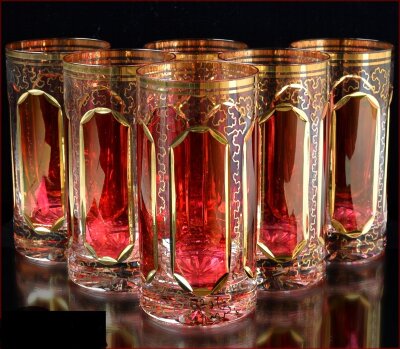 Хрусталь с Золотом Классик Рубин набор стаканов 350мл 6 штук Хрусталь с Золотом Классик Рубин набор стаканов 350мл 6 штук 