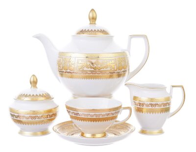 Диадем Крем Голд - чайный сервиз 6 персон Falken Porsellan "Диадем Крем Голд" чайный сервиз на 6 персон из 15 предметов. Falken Porzellan Diadem Creme Gold чайный сервиз на 6 персон 15 предметов