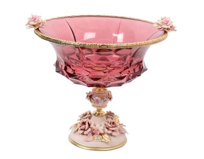 Rosaperla Цветы Розовая ваза для фруктов 33 см Rosaperla Цветы Розовая ваза для фруктов 33 см