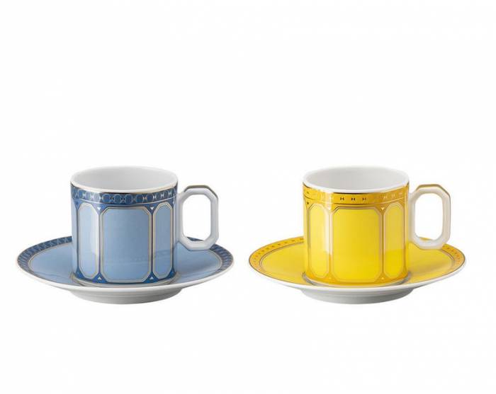 Набор для кофе 80 мл Rosenthal «Swarovski Signum Azure & Jonquil» на 2 персоны — немецкий премиальный фарфор