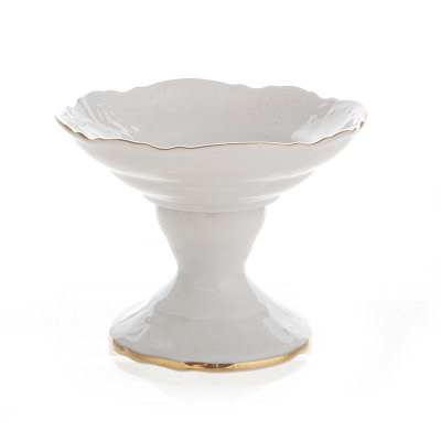 Bernadotte - ваза на ножке 13 см Бернадот Белый с Золотой отводкой ваза на ножке 13 см