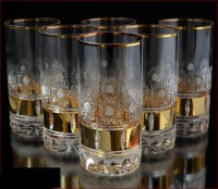 Хрусталь с Золотом Снежинка Окошки набор стаканов 350мл, 16см, 6шт