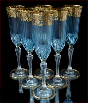 Хрустальное стекло набор фужеров Голубые цветные фужеры Чехия
