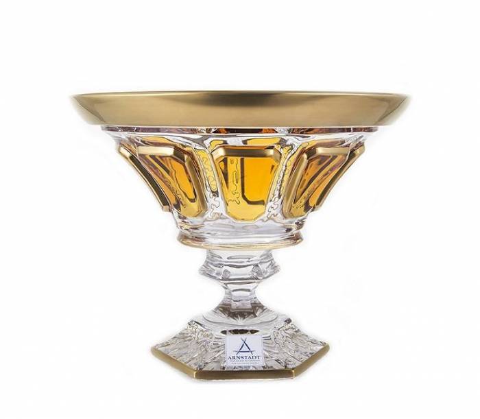 Хрустальная конфетница Arnstadt Kristal "Antike Amber" 18см (Германия)