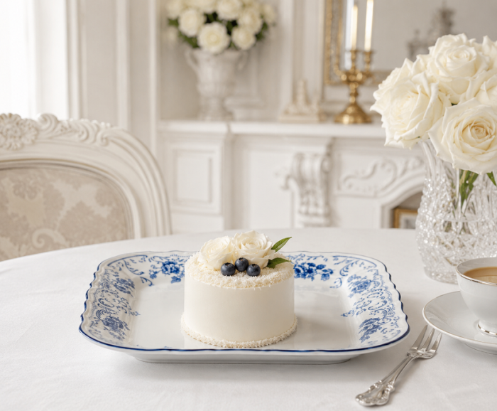 Поднос фарфоровый "Синие Розы" Bernadotte (Чехия) 26см квадратный