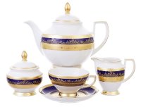 Falkenporzellan Constanza Cobalt Gold сервиз чайный на 6 персон 15 предметов