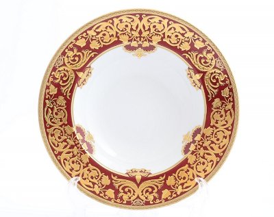 Наталия Бордо Голд - набор суповых тарелок Falken Porsellan Natalia Bordeaux Gold набор тарелок 23,5см для супа 6 штук