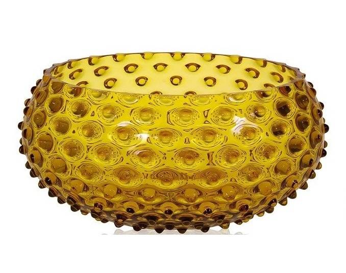 Чехия Anna von Lipa "Hobnail Tapas" Янтарная ваза для фруктов 23см 
