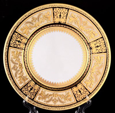Диадем Блэк Крем Голд - набор тарелок 6 персон Falken Porzellan Diadem Black Creme Gold набор тарелок 23см закусочных 6 штук