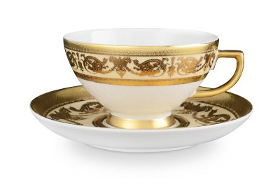 Империал Крем Голд - чайные пары 250мл Falken Porzellan Imperial Creme Gold набор 2 чашки 250мл с блюдцами для чая