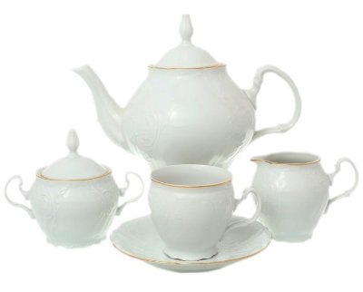 Bernadotte - чайный сервиз 6 персон Бернадот Белый с Золотой отводкой сервиз чайный на 6 персон из 15 предметов