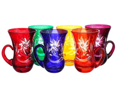 Цветной Хрусталь набор стаканов для чая 150 мл 6 штук Армуды Цветной Хрусталь набор стаканов для чая 150 мл 6 штук Армуды