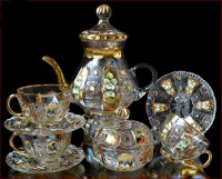 Хрусталь с Золотом Смальта чайный сервиз на 6 персон 15 предметов арт.10000