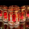 Цветной Хрусталь с Золотом Классик Рубин набор стаканов 350мл 6 штук (высота 9,5 см)