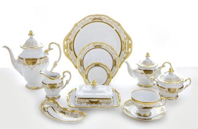 Золотая Симфония чайный сервиз 6 персон Веймар Золотая Симфония 427 сервиз чайный на 6 персон 31 предмет