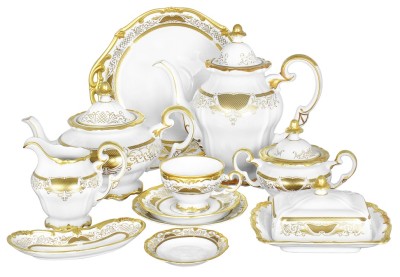 Золотая Симфония чайный сервиз 12 персон Веймар Золотая Симфония 427 сервиз чайный на 12 персон 55 предметов
