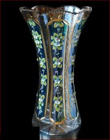 Хрусталь с Золотом ваза для цветов 31см Зеленая