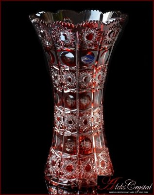 Хрусталь Цветной Снежинка Рубин ваза для цветов 23см Хрусталь Цветной Снежинка Рубин ваза для цветов 23см