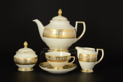 Роял Голд Крем - чайный сервиз 6 персон Falken Porselan Royal Gold Cream чайный сервиз на 6 персон 15 предметов