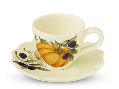Итальянская керамика Тыква набор чашек с блюдцами для кофе Итальянская керамика Тыква набор чашек с блюдцами для кофе 