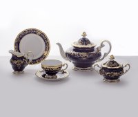 Веймар Ювел Синий 801 сервиз чайный на персон 21 предмет в подарочной упаковке (тарелки 19см)