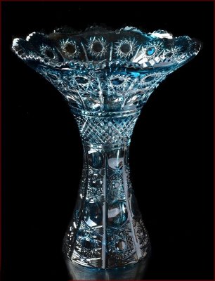Хрусталь Цветной Снежинка Азур ваза для цветов 26см раскрытая Хрусталь Цветной Снежинка Азур ваза для цветов 26см раскрытая