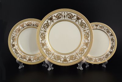 Империал Констанца Крем Голд - набор тарелок 6 персон Falken Porzellan Imperial Constanza Creme Gold набор тарелок на 6 персон 18 штук