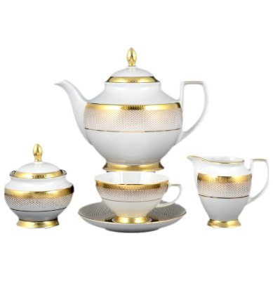 Рио Вайт Голд - чайный сервиз 6 персон Falken Porselan Rio White Gold чайный сервиз на 6 персон 15 предметов