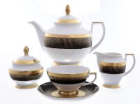 Falkenporzellan Rio black gold чайный сервиз на 6 персон 15 предметов