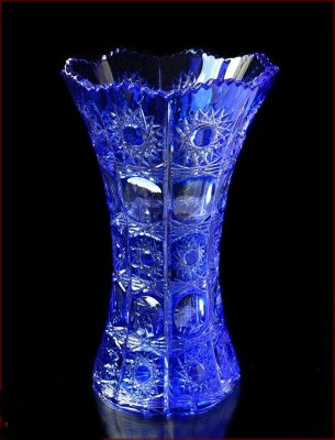 Хрусталь Цветной Снежинка Синий ваза для цветов 23см Хрусталь Цветной Снежинка Синий ваза для цветов 23см 