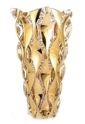 Bohemia Samba Gold цветочница 30см Самба ваза для цветов 30,5см