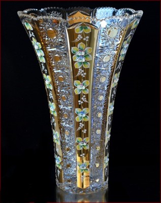Хрусталь с Золотом Смальта ваза для цветов 36см Хрусталь с Золотом Смальта ваза для цветов 36см