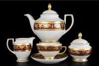 Falkenporzellan Imperial Bordeaux Gold чайный сервиз на 6 персон 15 предметов