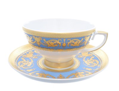 Империал Блю Голд - чайные пары 6 шт 250мл Falken Porzellan Imperial Blue Gold набор 6 чашек 250мл с блюдцами для чая
