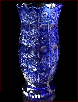 Хрусталь Цветной Снежинка Синий ваза для цветов 31см Хрусталь Цветной Снежинка Синий ваза для цветов 31см