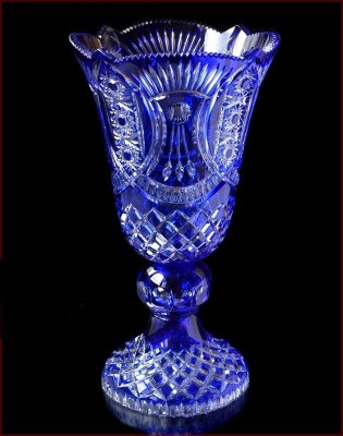 Хрусталь Цветной Снежинка Синий ваза для цветов 41см Хрусталь Цветной Снежинка Синий ваза для цветов 41см