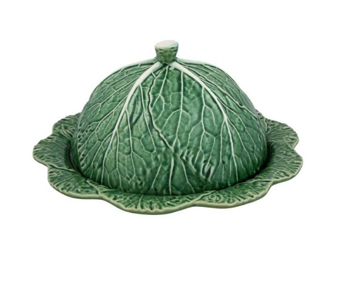 Бордалло Cabbage Зеленая блюдо с крышкой 35см