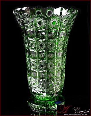 Хрусталь Цветной Снежинка Зеленый ваза 31см для цветов Хрусталь Цветной Снежинка Зеленый ваза 31см для цветов 
